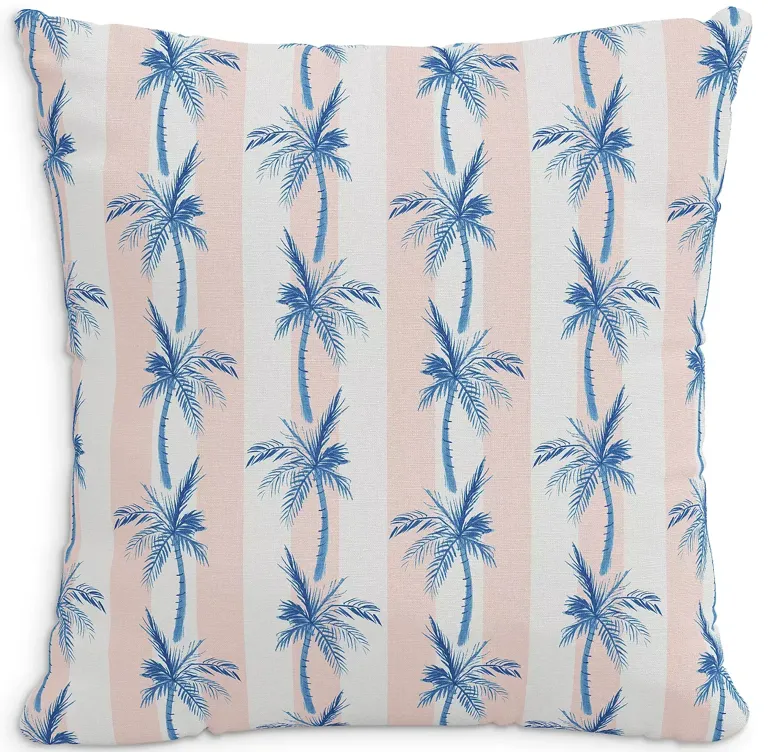 Cloth & Company The Cabana Stripe Palms Linen Decorative Pillow with Feather Insert, 20" x 20"