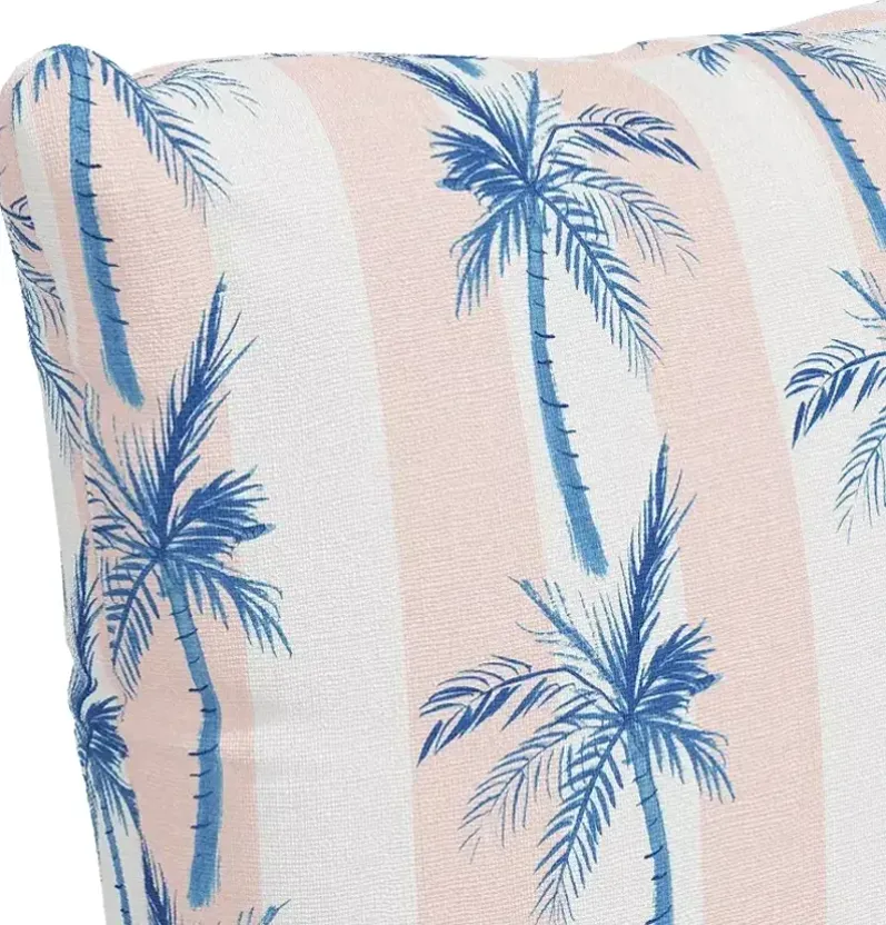 Cloth & Company The Cabana Stripe Palms Linen Decorative Pillow with Feather Insert, 20" x 20"