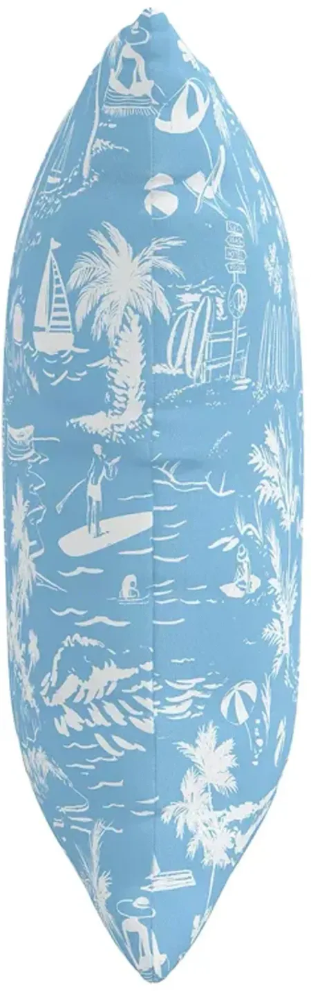 Cloth & Company The Beach Toile Outdoor Pillow in Blue, 18" x 18"