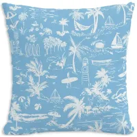 Cloth & Company The Beach Toile Outdoor Pillow in Blue, 18" x 18"