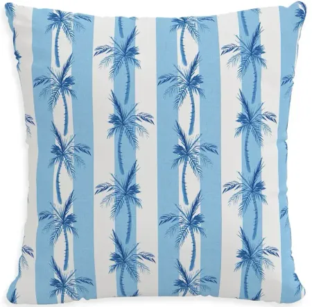 Cloth & Company The Cabana Stripe Palms Outdoor Pillow in Blue, 18" x 18"