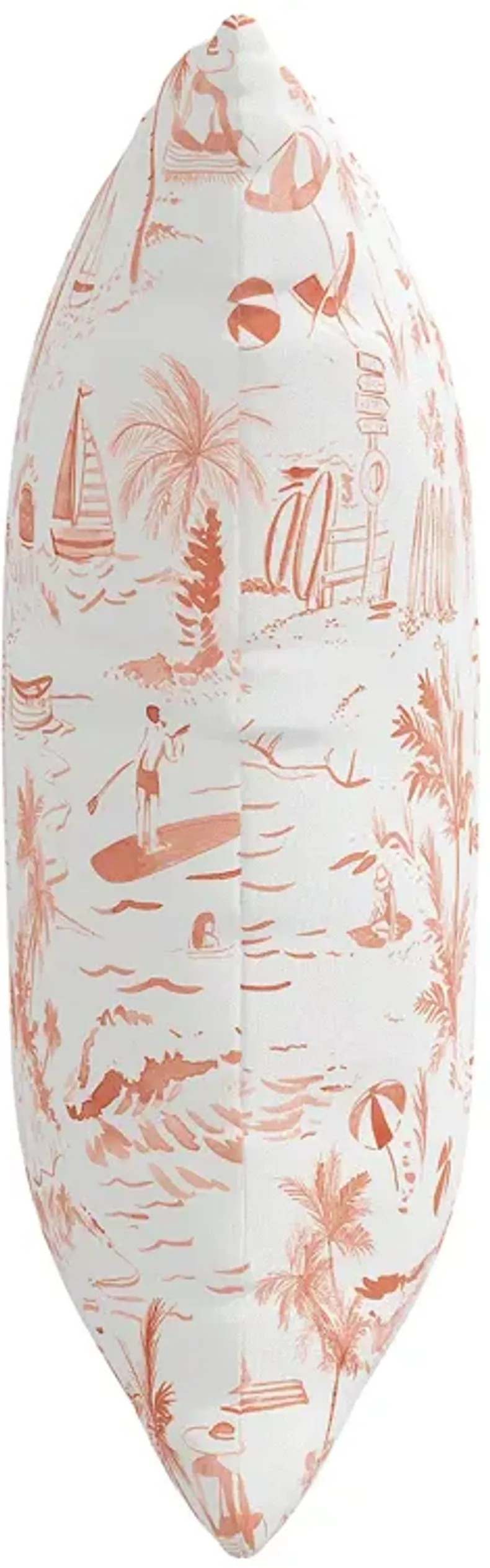 Cloth & Company The Beach Toile Outdoor Pillow in Coral, 20" x 20"