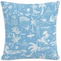 Cloth & Company The Beach Toile Outdoor Pillow in Coral, 20" x 20"