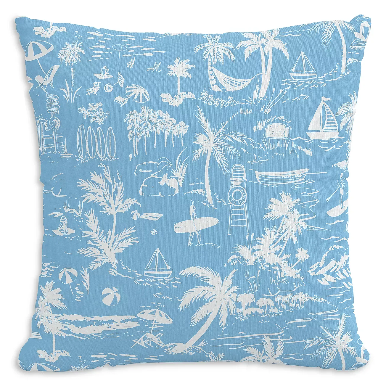 Cloth & Company The Beach Toile Outdoor Pillow in Coral, 20" x 20"