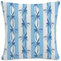Cloth & Company The Cabana Stripe Palms Outdoor Pillow in Blue, 20" x 20"