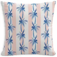 Cloth & Company The Cabana Stripe Palms Outdoor Pillow in Blue, 20" x 20"