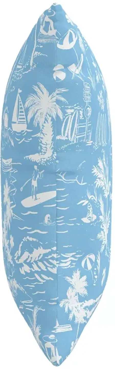 Cloth & Company The Beach Toile Outdoor Pillow in Blue, 22" x 22"