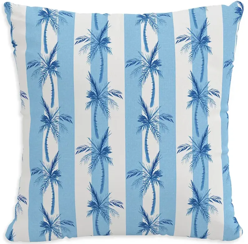 Cloth & Company The Cabana Stripe Palms Outdoor Pillow in Blue, 22" x 22"