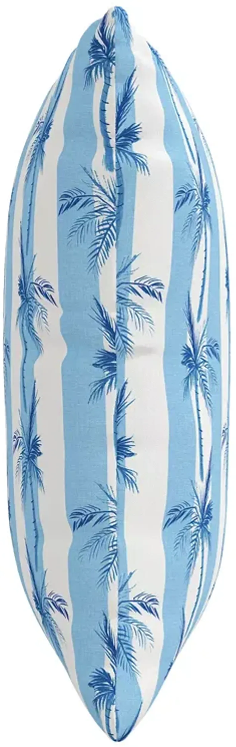 Cloth & Company The Cabana Stripe Palms Outdoor Pillow in Blue, 22" x 22"