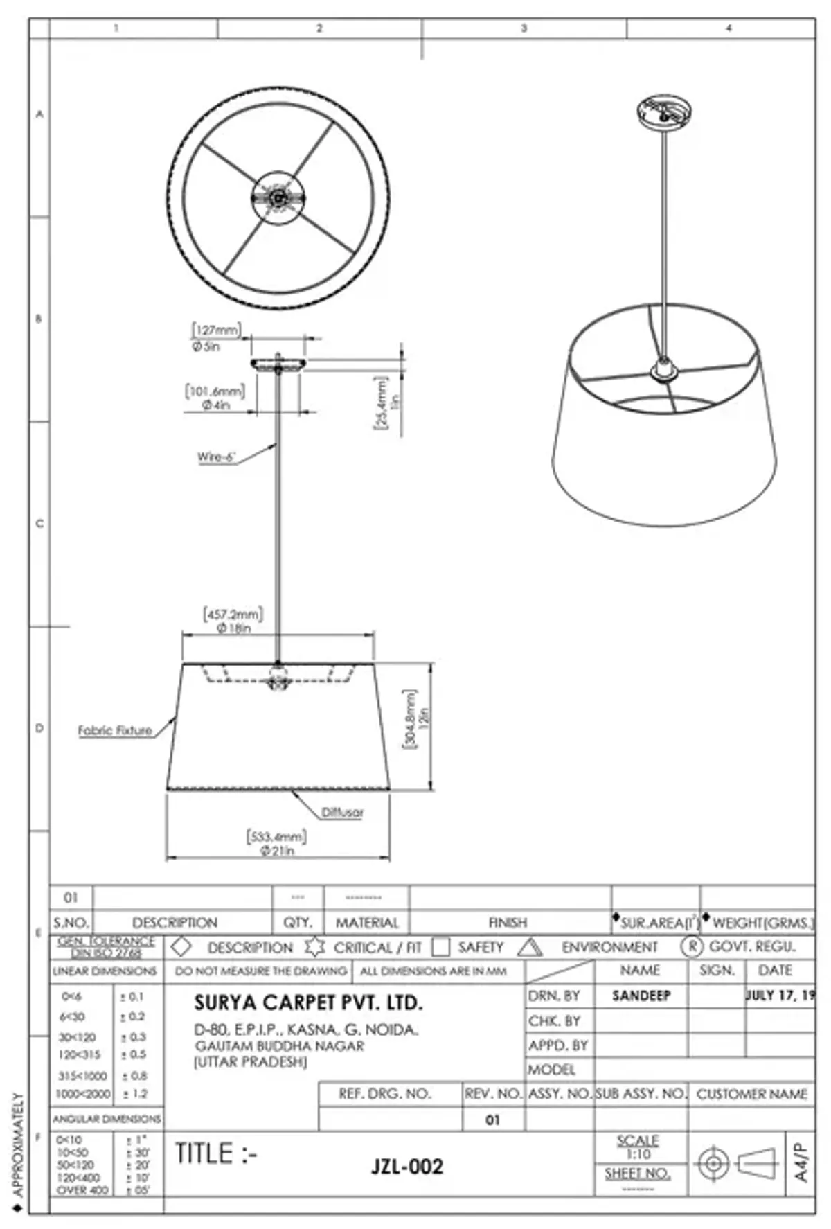 Surya Jazlyn Ceiling Light