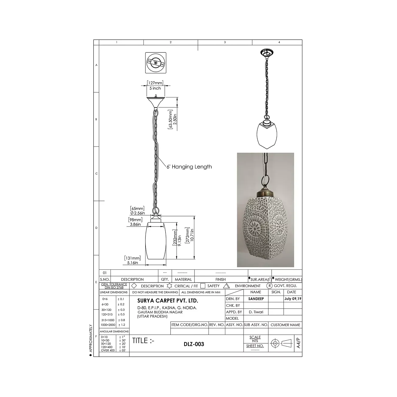 Surya Daleyza Ceiling Light