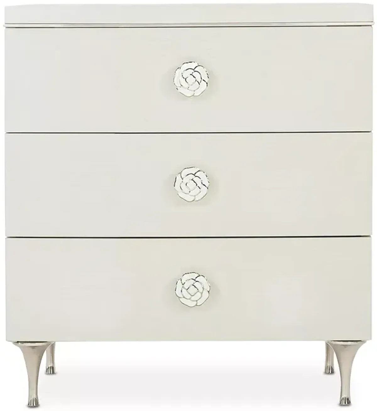 Bernhardt Silhouette 3 Drawer Nightstand with Rose Hardware