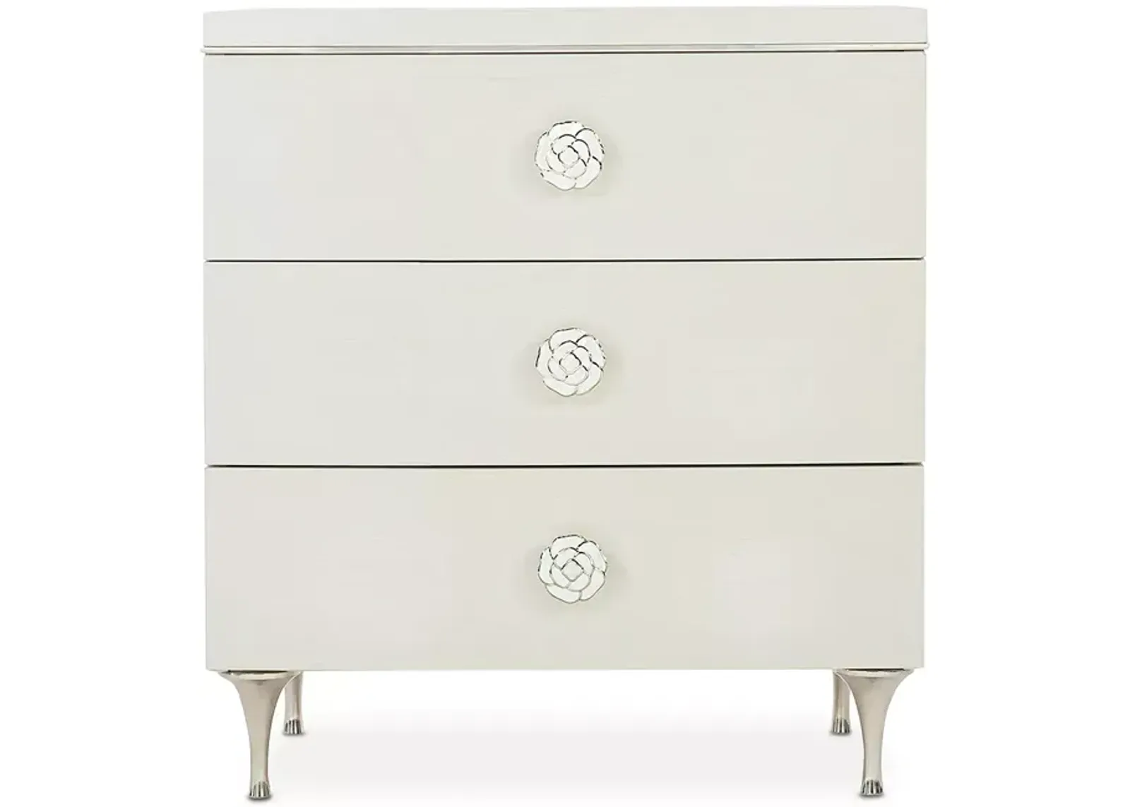 Bernhardt Silhouette 3 Drawer Nightstand with Rose Hardware