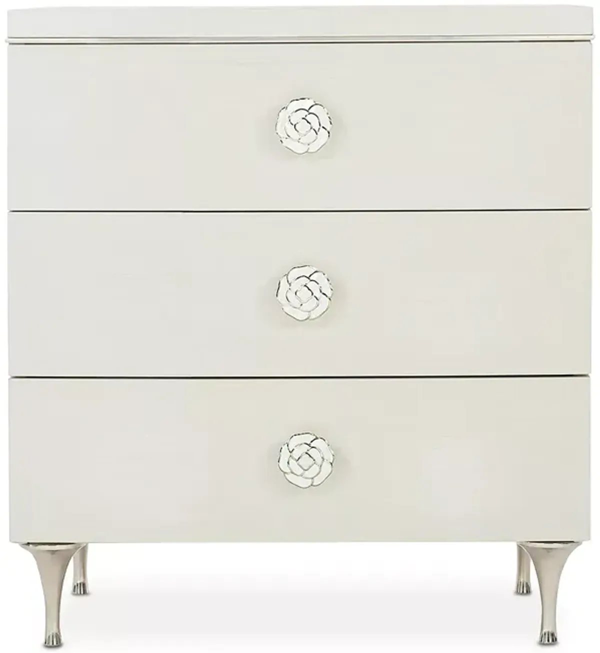 Bernhardt Silhouette 3 Drawer Nightstand with Rose Hardware