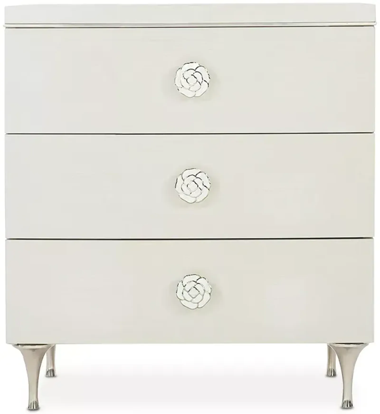 Bernhardt Silhouette 3 Drawer Nightstand with Rose Hardware