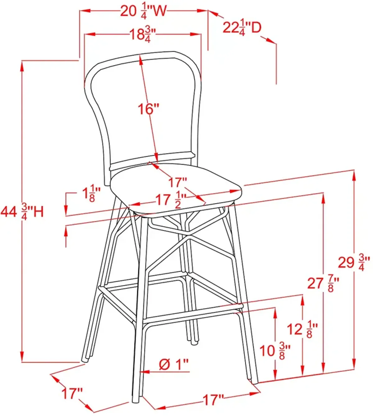 Furniture of America Colfer Armless Outdoor Bar Chairs, Set of 2