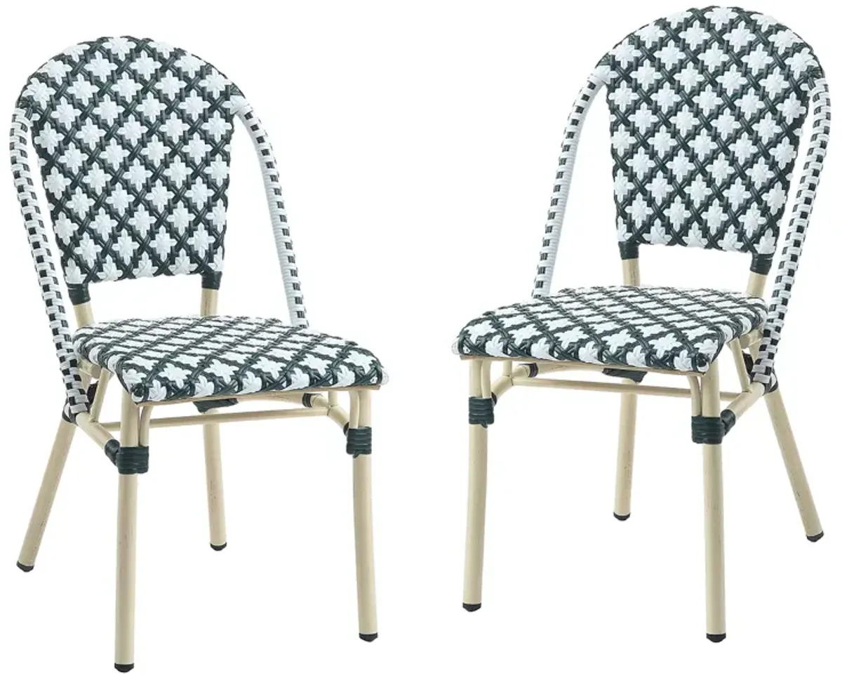 Furniture of America Quade Faux Rattan Outdoor Dining Chairs, Set of 2