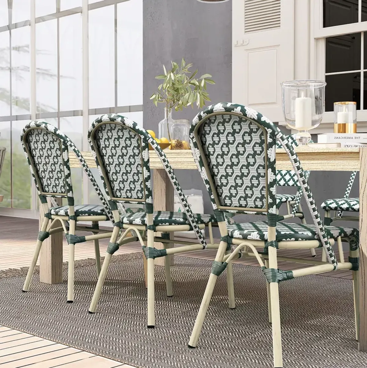 Furniture of America Quade Faux Rattan Outdoor Dining Chairs, Set of 2