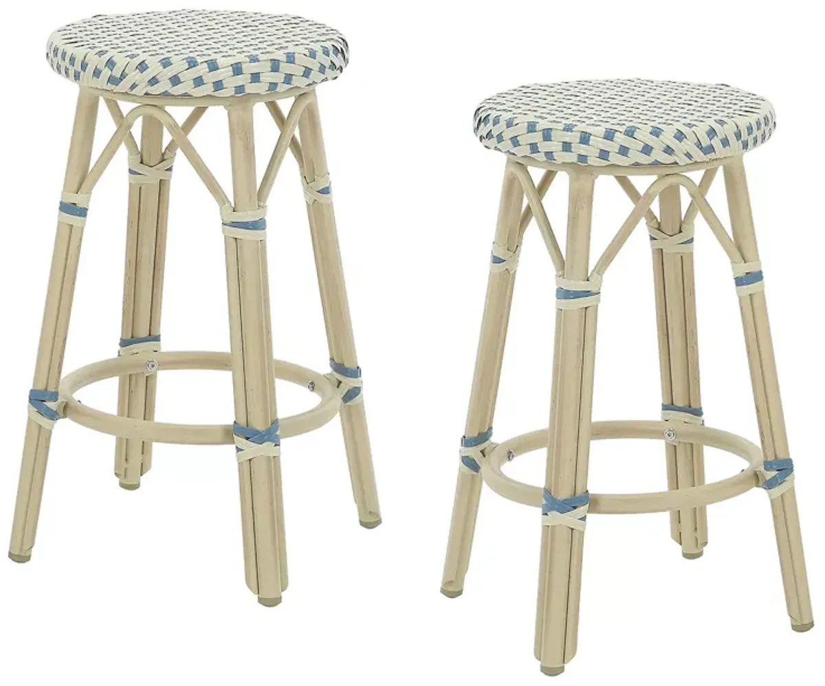 Furniture of America Kindry Faux Rattan Outdoor Counter Stools, Set of 2