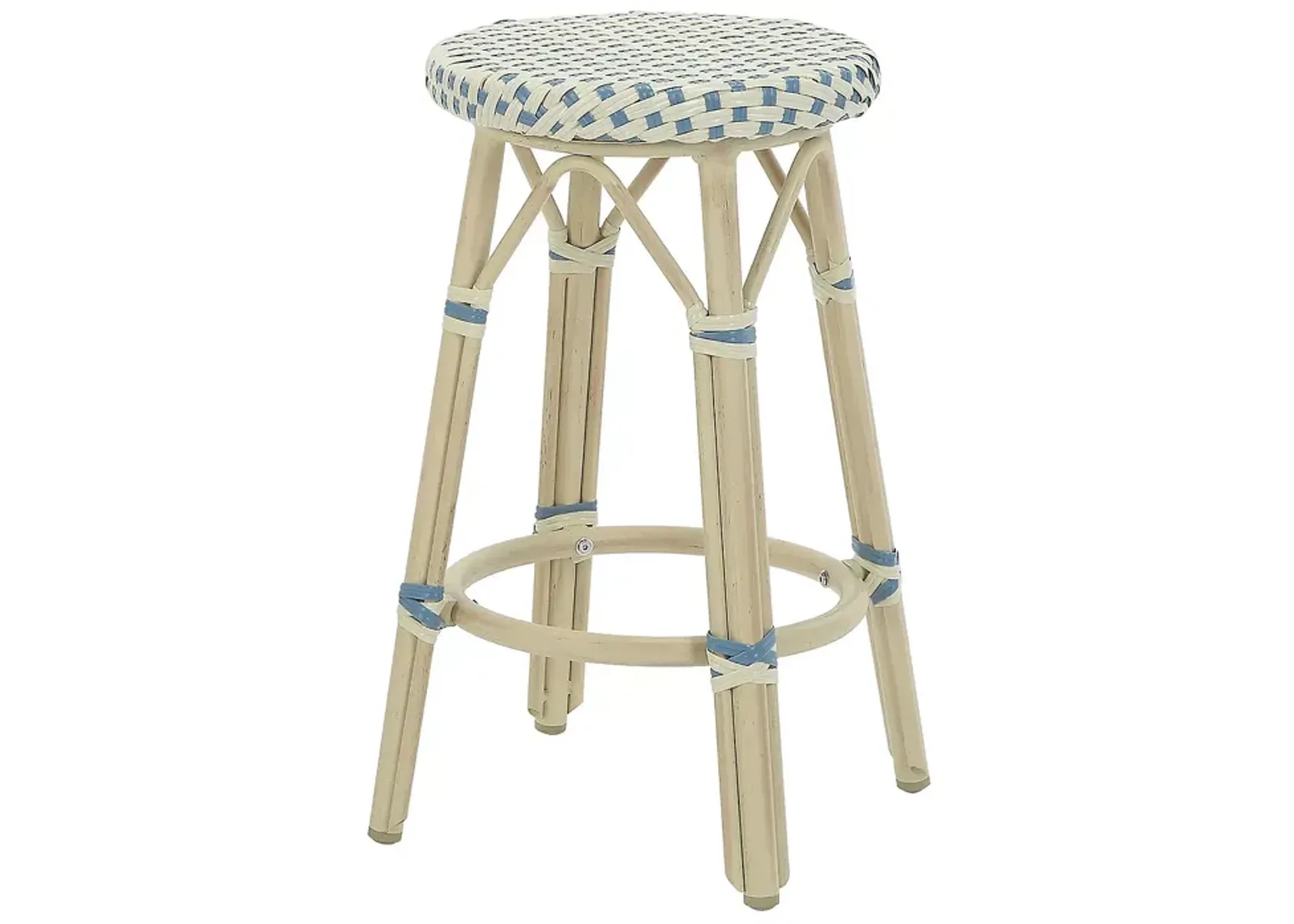 Furniture of America Kindry Faux Rattan Outdoor Counter Stools, Set of 2