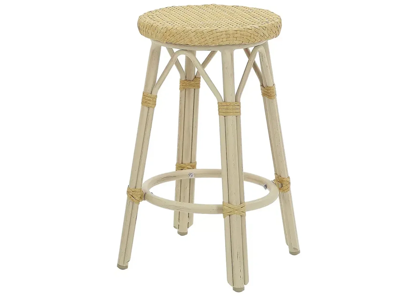 Furniture of America Kindry Faux Rattan Outdoor Counter Stools, Set of 2