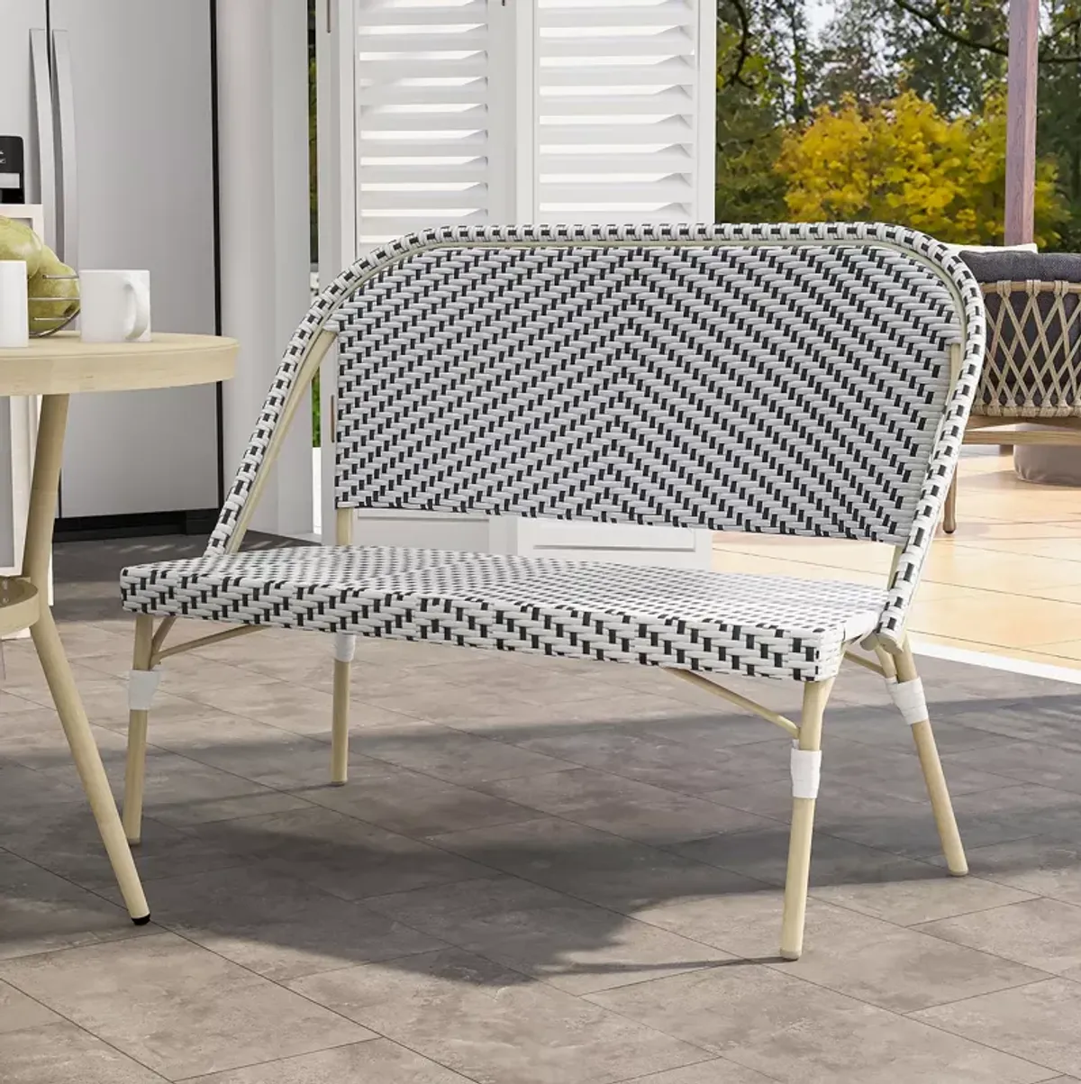 Sparrow & Wren Sylvestri Faux Rattan Outdoor Bench