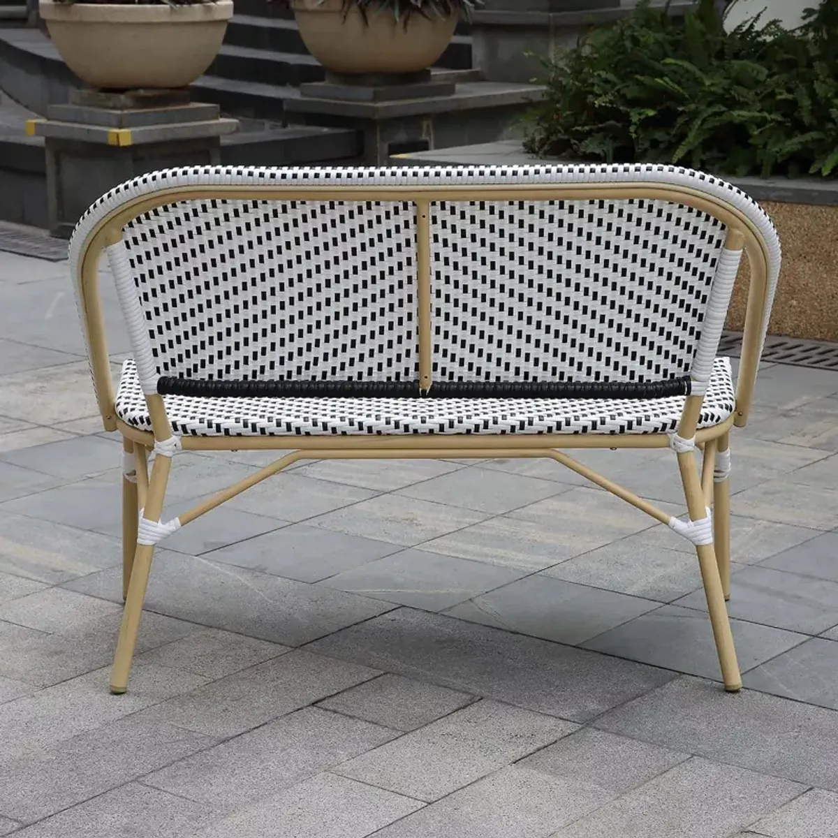 Sparrow & Wren Sylvestri Faux Rattan Outdoor Bench