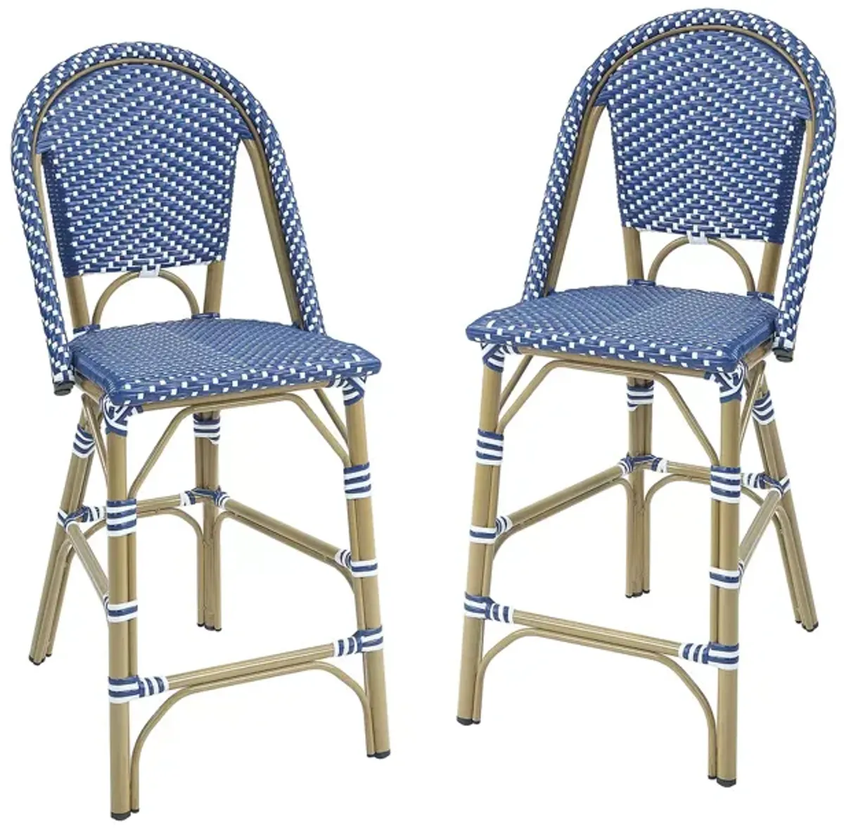 Furniture of America Tricke Faux Rattan Outdoor Bar Chairs, Set of 2