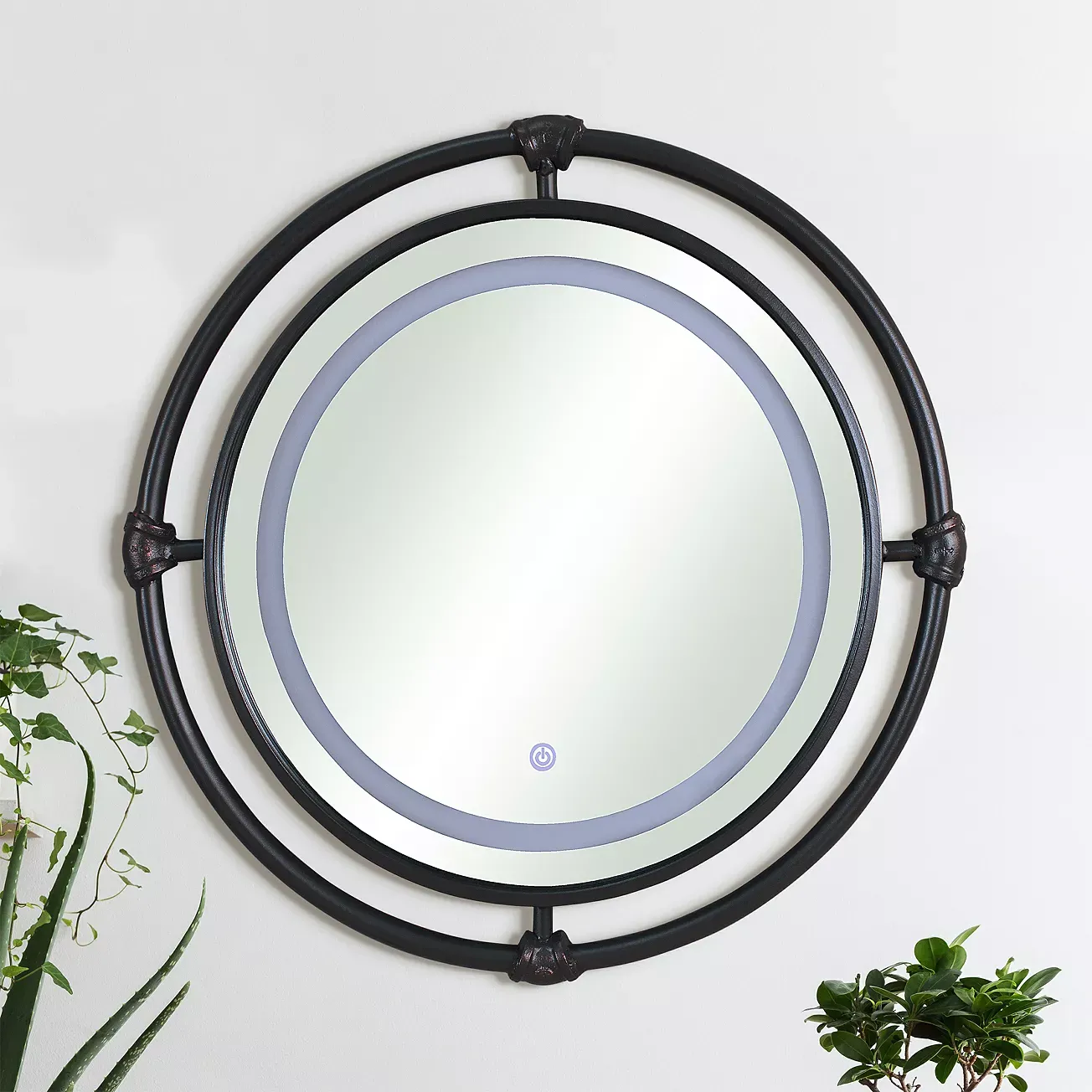 FURNITURE OF AMERICA Elba Black Wall Mirror