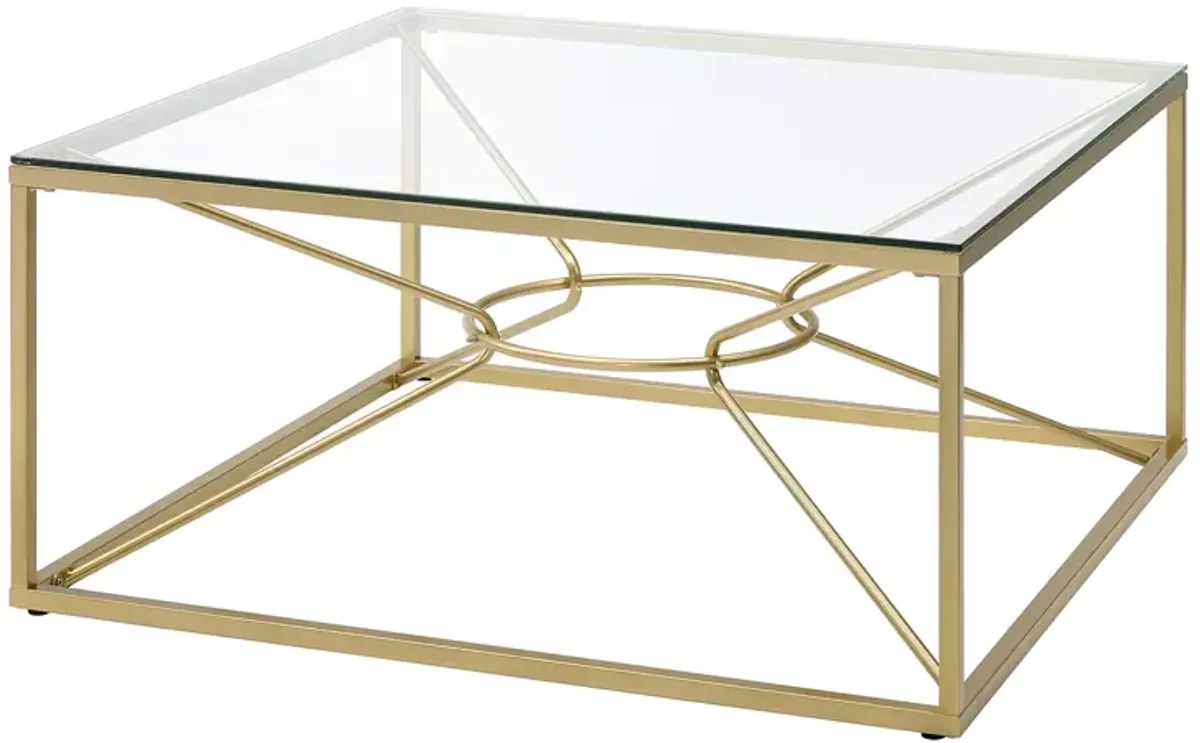 FURNITURE OF AMERICA Floyd Gold Tone and Clear Coffee Table