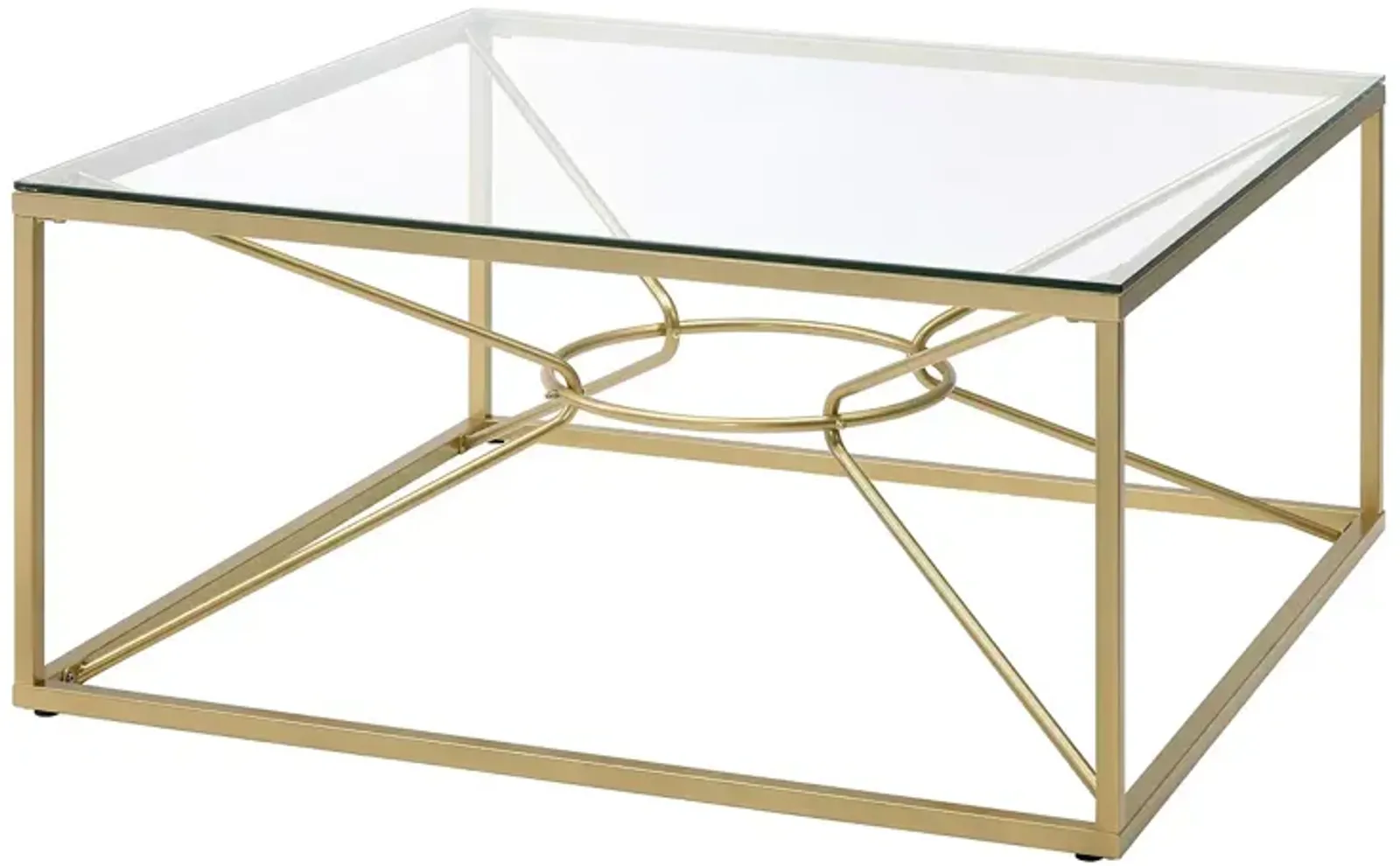 FURNITURE OF AMERICA Floyd Gold Tone and Clear Coffee Table