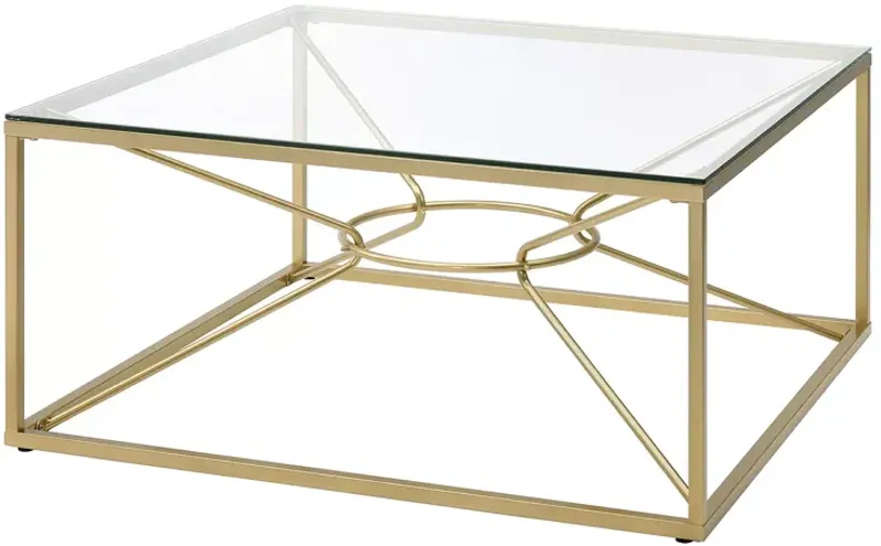 FURNITURE OF AMERICA Floyd Gold Tone and Clear Coffee Table