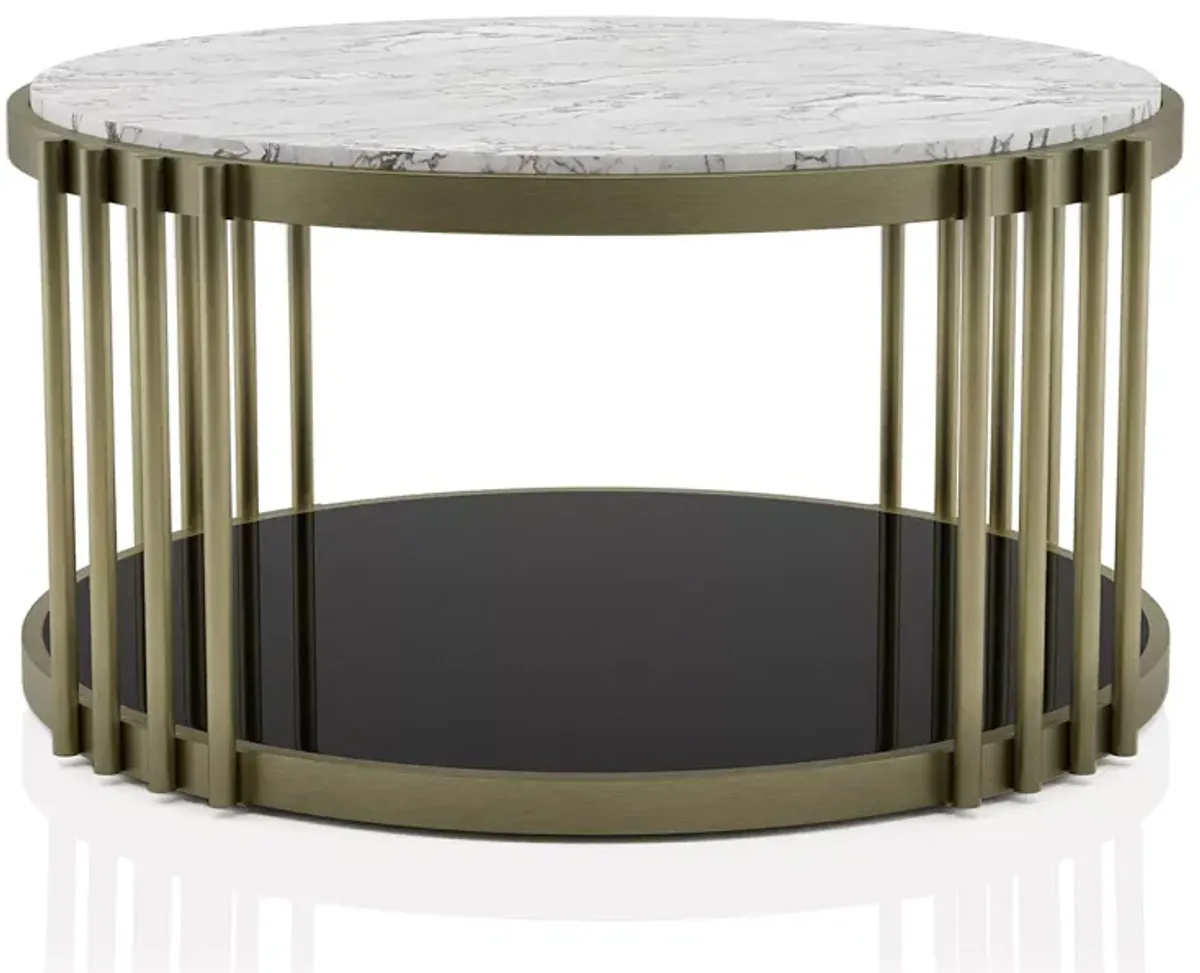 FURNITURE OF AMERICA Athens Black and Glossy White Coffee Table