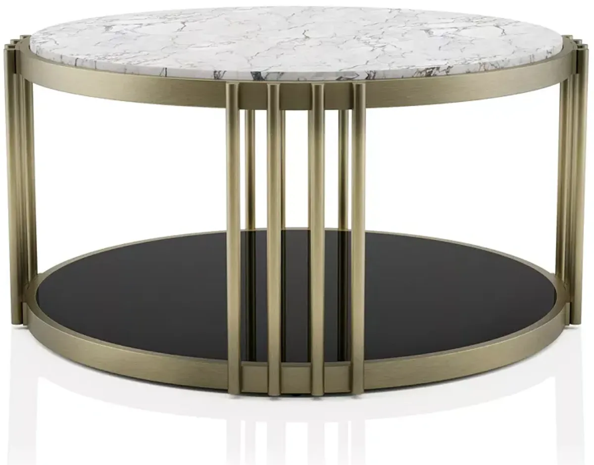 FURNITURE OF AMERICA Athens Black and Glossy White Coffee Table