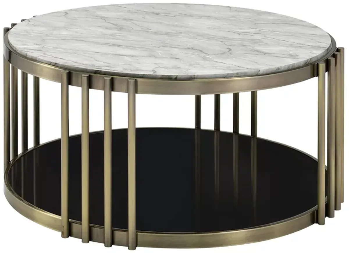 FURNITURE OF AMERICA Athens Black and Glossy White Coffee Table