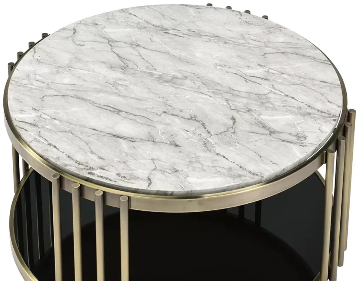 FURNITURE OF AMERICA Athens Black and Glossy White Coffee Table