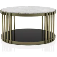 FURNITURE OF AMERICA Athens Black and Glossy White Coffee Table