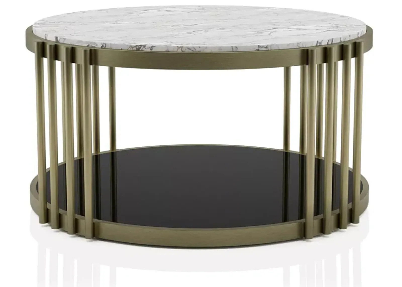 FURNITURE OF AMERICA Athens Black and Glossy White Coffee Table