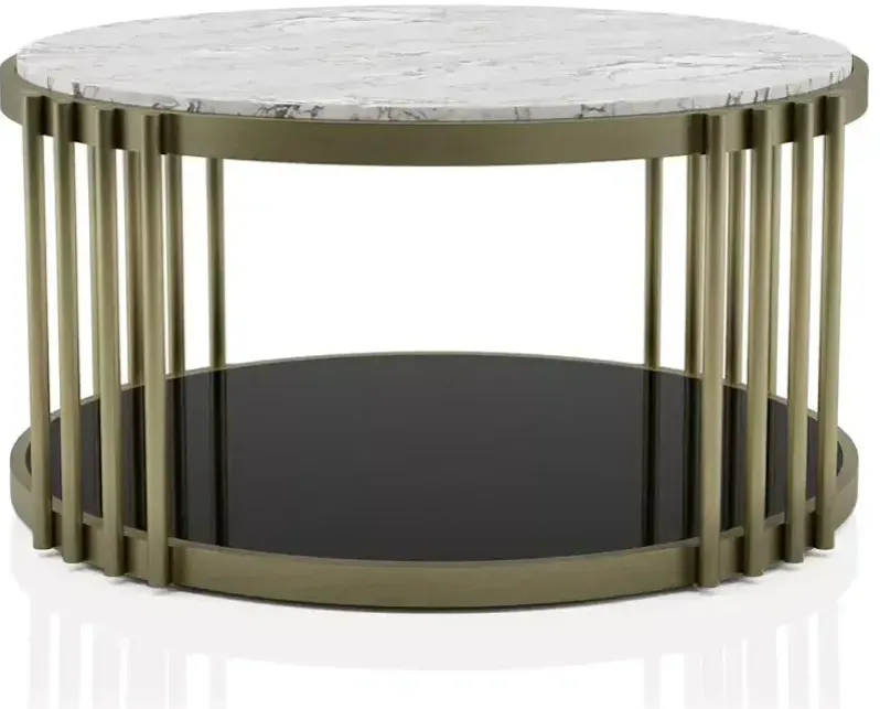 FURNITURE OF AMERICA Athens Black and Glossy White Coffee Table