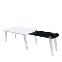 FURNITURE OF AMERICA Hartford White and Chrome Expandable Coffee Table