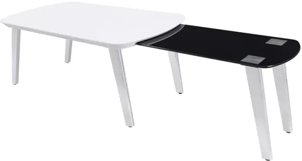 FURNITURE OF AMERICA Hartford White and Chrome Expandable Coffee Table