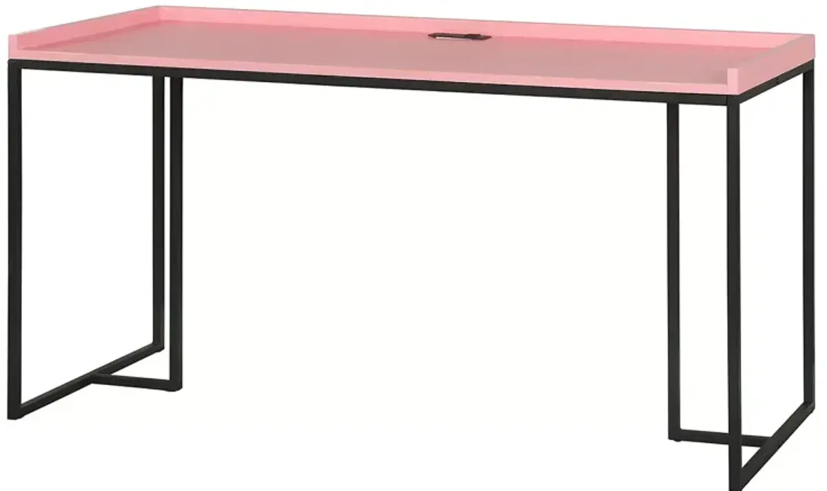 Furniture of America Hinsdale Pink Computer Desk with USB Ports