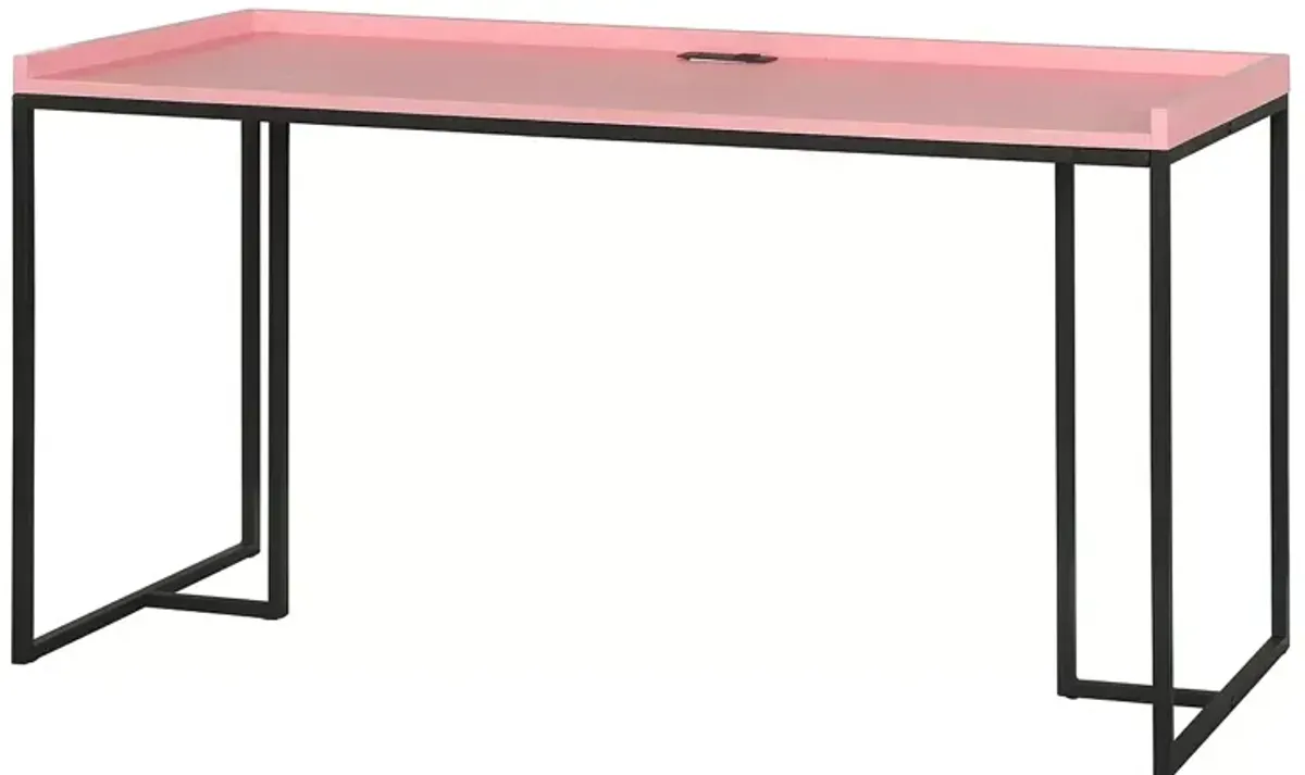 Furniture of America Hinsdale Pink Computer Desk with USB Ports