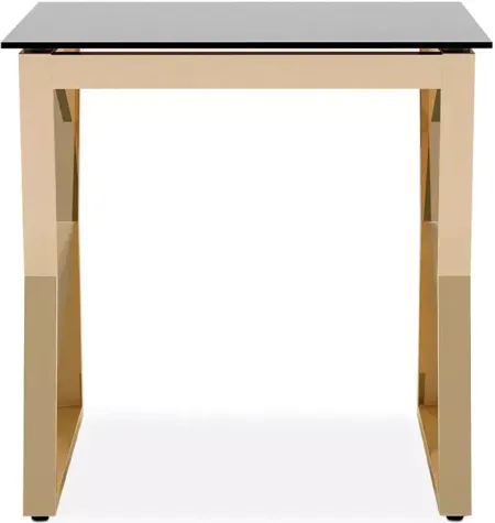 FURNITURE OF AMERICA Brutus Gold Tone and Black End Table