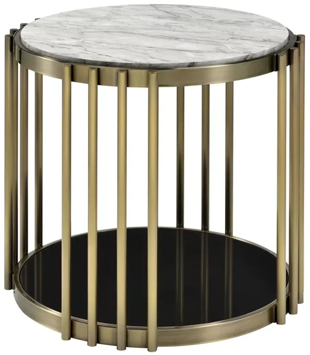 FURNITURE OF AMERICA Athens Black and Glossy White End Table