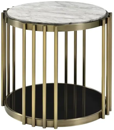 FURNITURE OF AMERICA Athens Black and Glossy White End Table