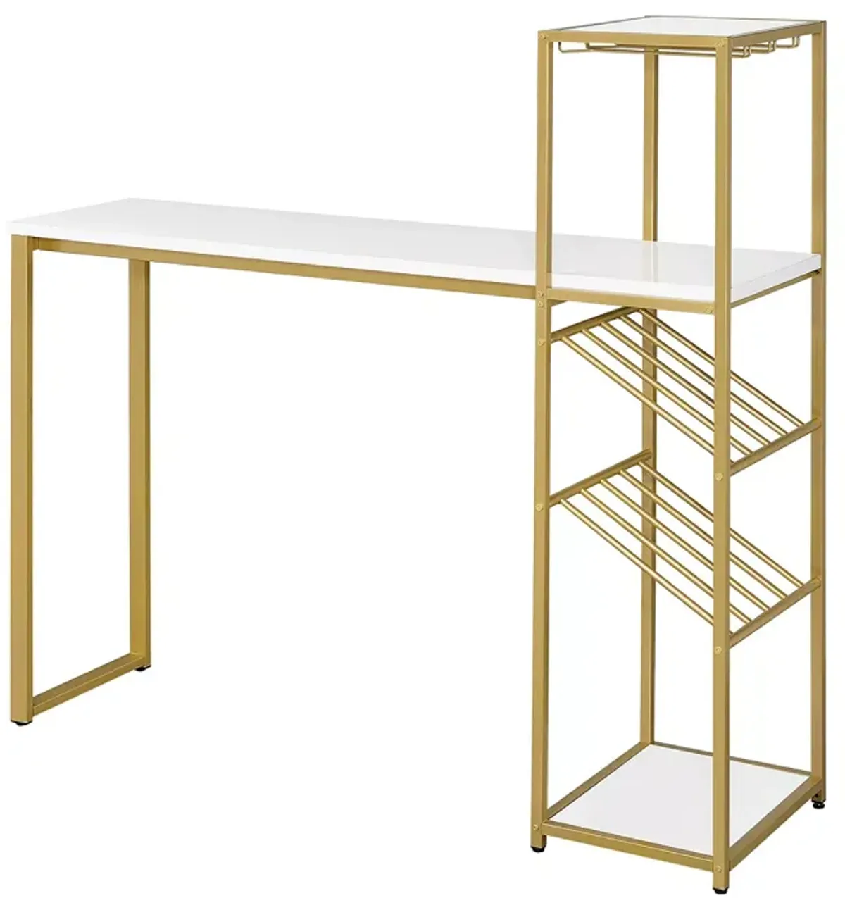 FURNITURE OF AMERICA Danby High Gloss White and Gold-Tone Bar Table