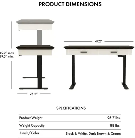FURNITURE OF AMERICA Dix Black Adjustable Standing Desk with USB