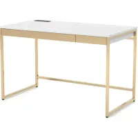 FURNITURE OF AMERICA Gallway White Writing Desk with USB Ports