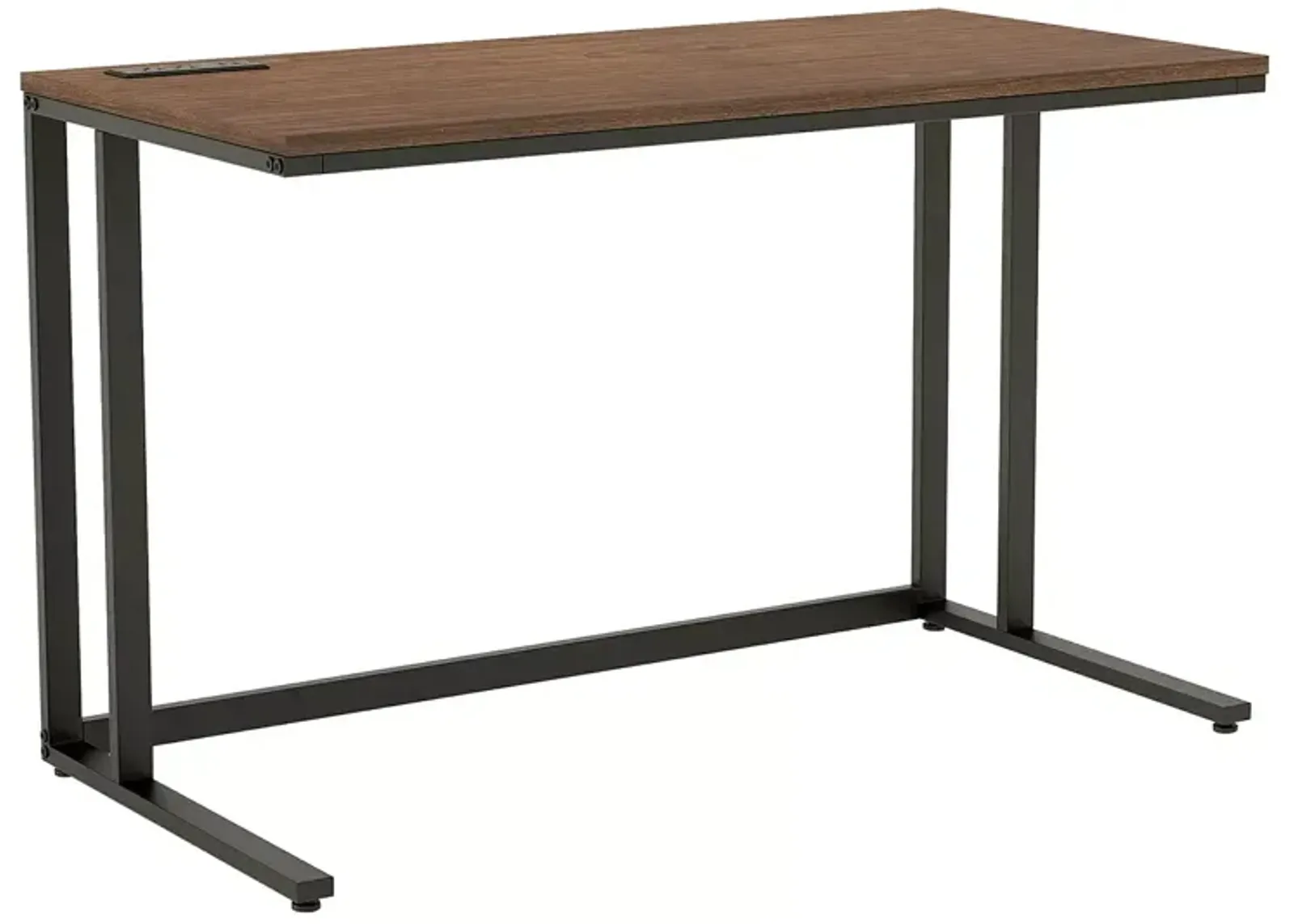 FURNITURE OF AMERICA Sanford Walnut and Black Writing Desk with USB Ports